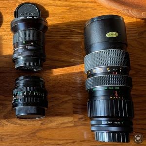 3 Vivitar, 1 Canon, 1 Focal Lenses